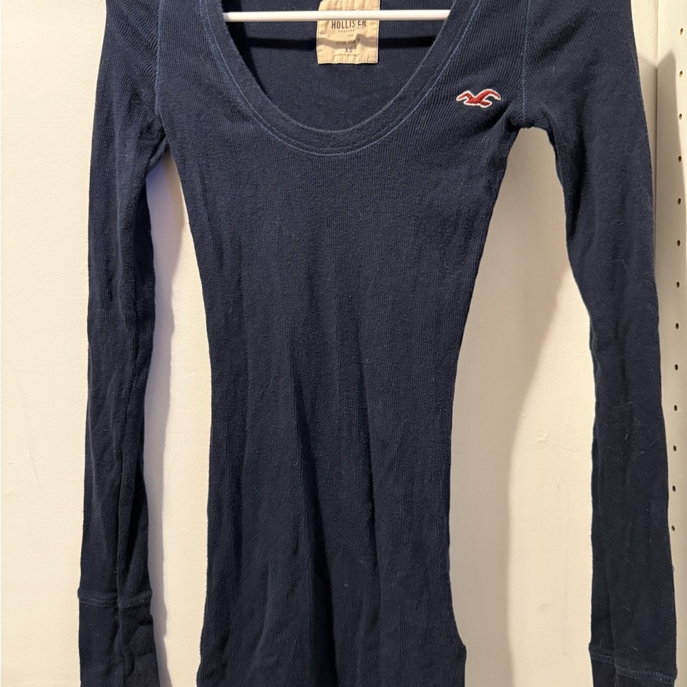 Hollister Women's Navy Long Sleeve Top